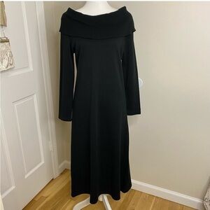 Elegant to Everyday Black Off-Shoulder Knit Sweater Dress by Amanda Charles Sz L
